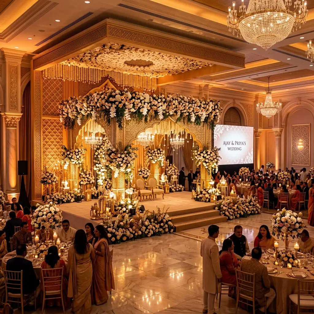 Beautifully decorated wedding venue in Chennai
